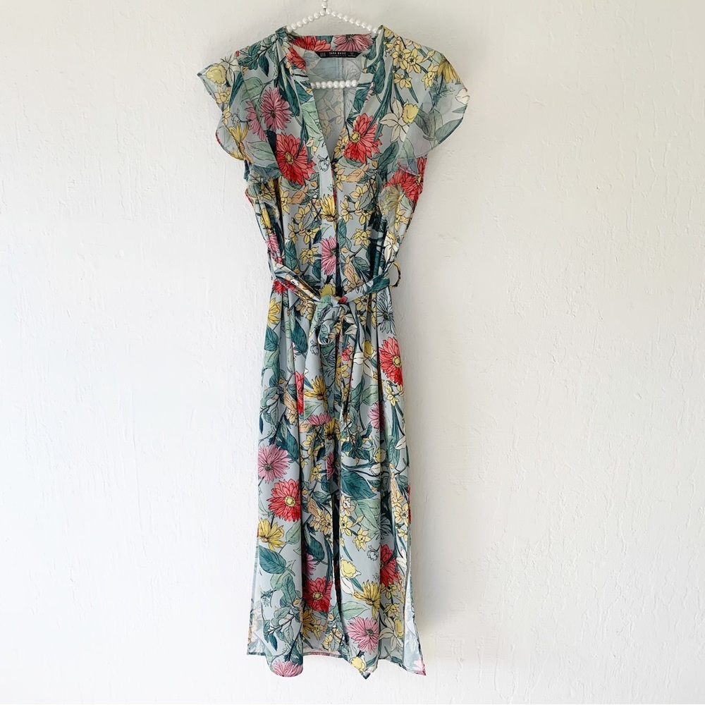 Zara Floral Button Up Tunic Dress - Picture 2 of 12